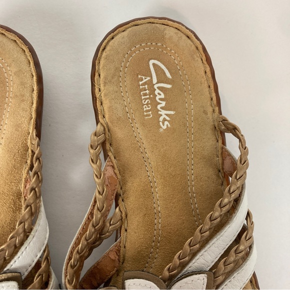 Clarks Artisan White Leather Flower Floral Flip Flop Thong Sandals Women’s 6.5 - Picture 4 of 11